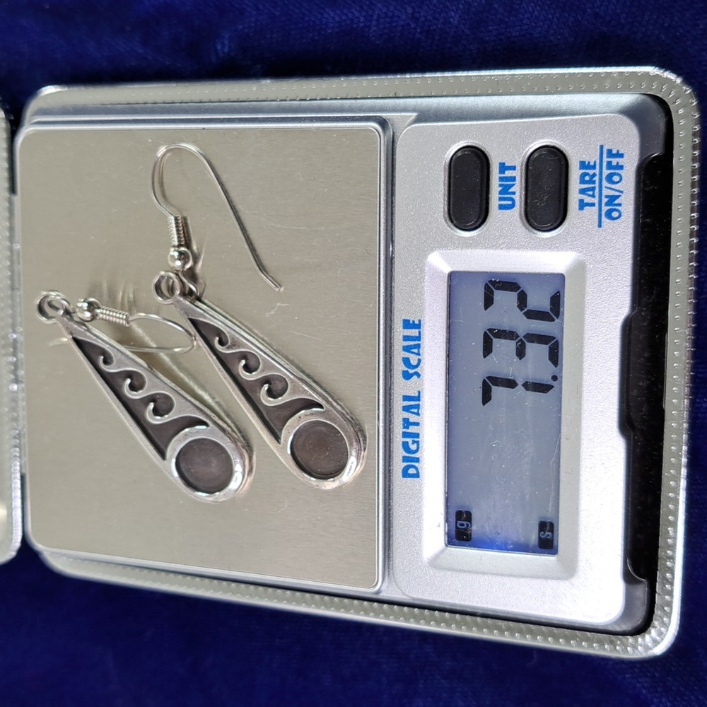 Sterling Silver Wave Dangle Hook Style Earrings - Picture 9 of 12